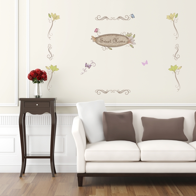 KRL-20010 Wall Sticker วอลล์สติ๊กเกอร์แต่งผนังลาย Sweet home ขนาดแผ่น 50x70 cm