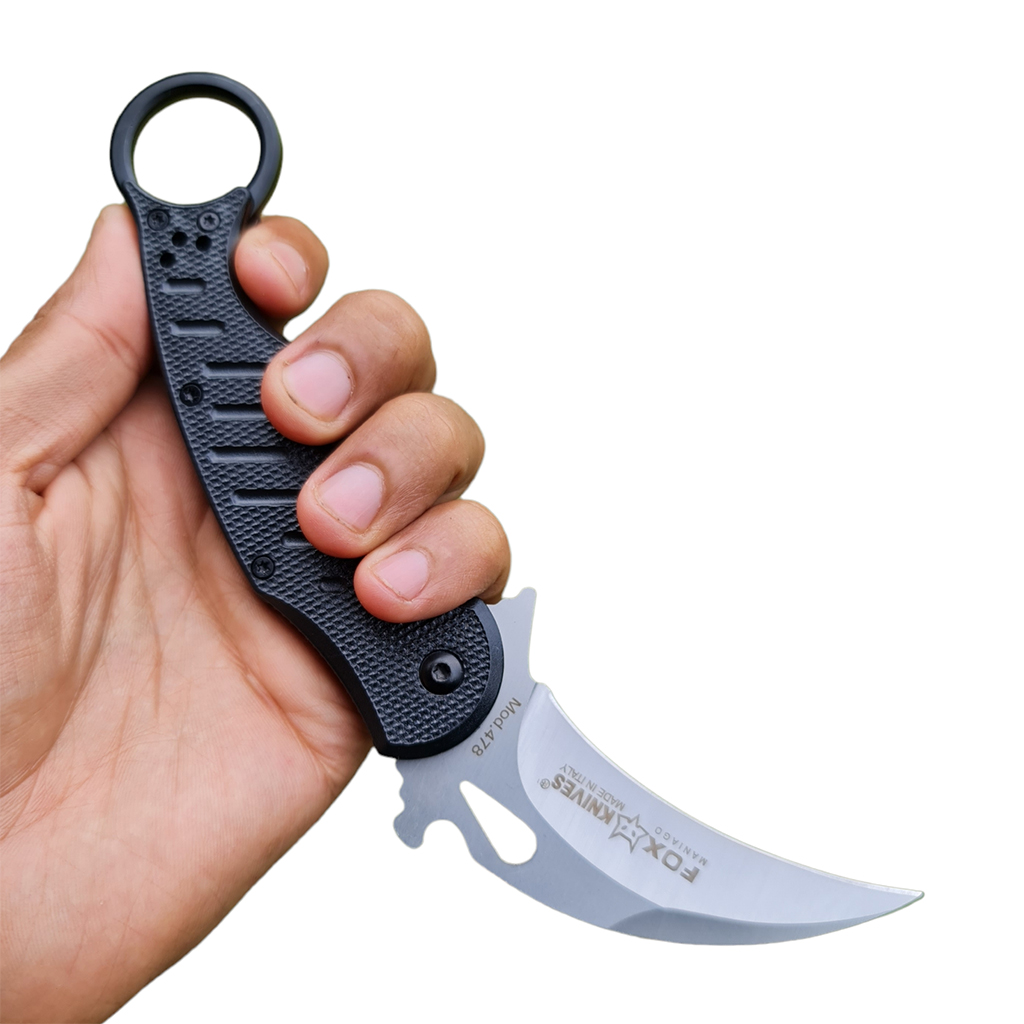 มีดพับ มีดคารัมบิต FOX KNIVES FX-478 Karambit Knives ใบมีดสีเงิน ขนาด 7.8 นิ้ว (19.7 ซม.)