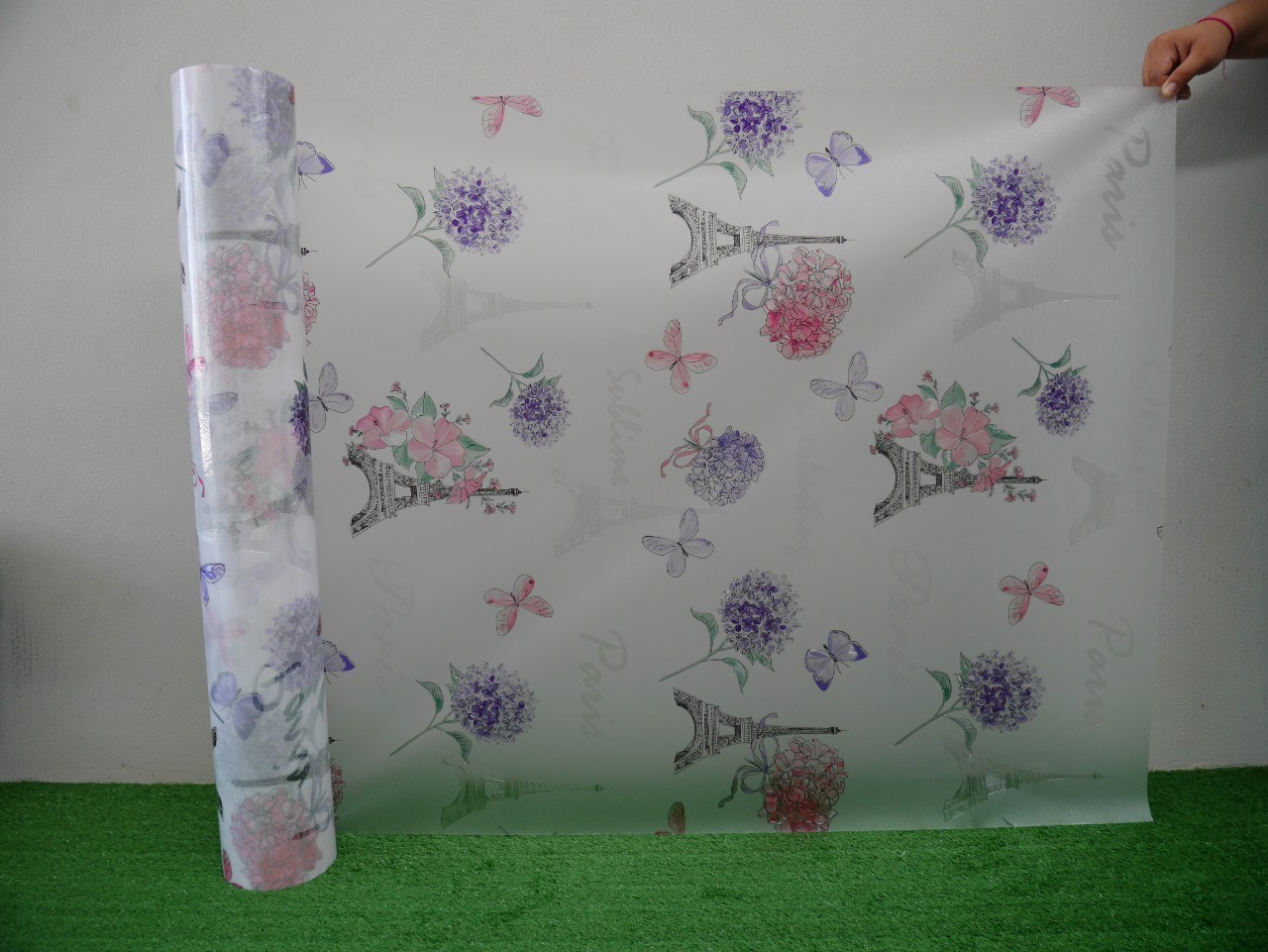 la la ฟิล์มติดกระจก 3D สูญญากาศ CJ-005 สีม่วง 90ซม.*1เมตร