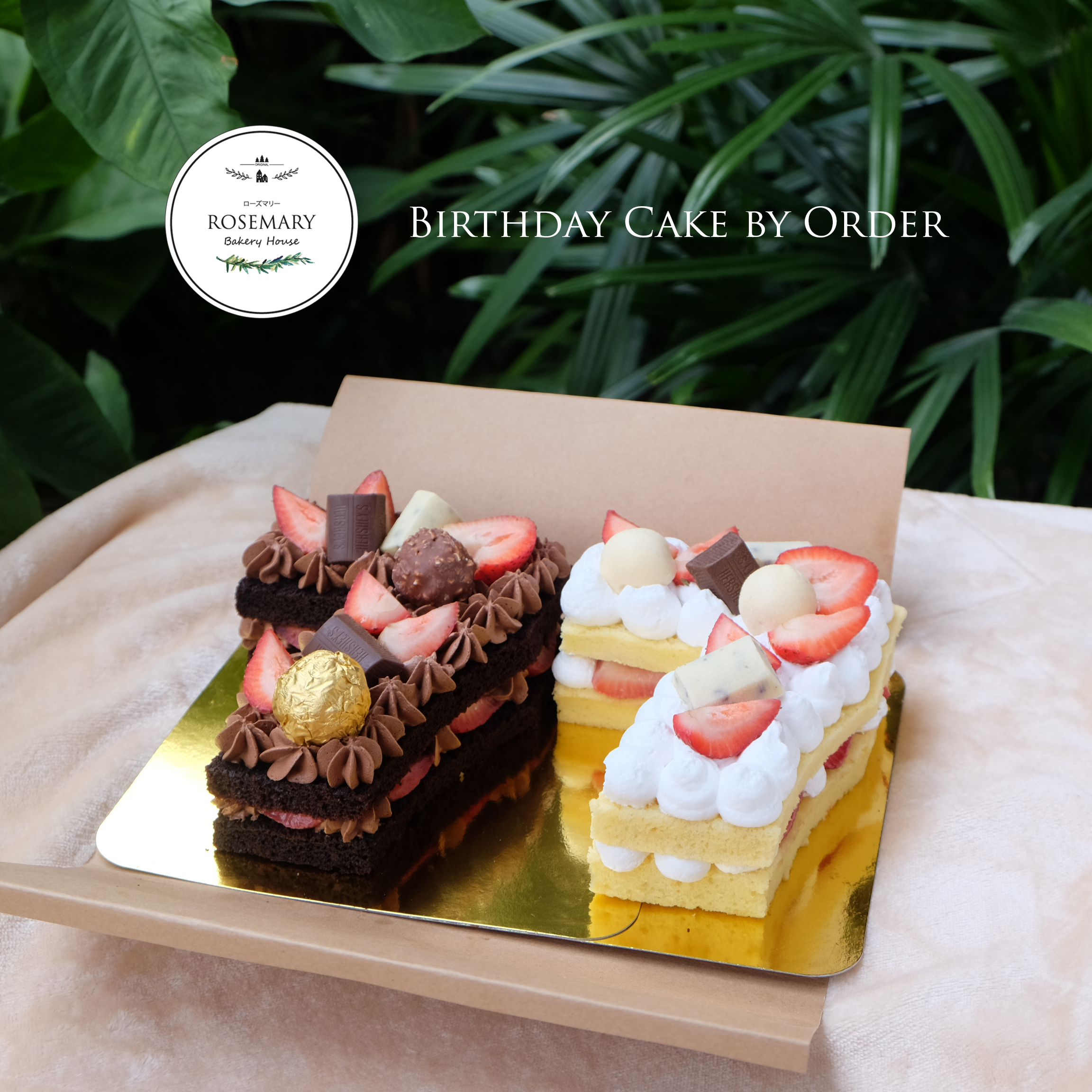 :: เค้กวันเกิดตัวเลขตามออเดอร์ (2 ปอนด์ /2 ชั้น) :: Chocolate Cake and Strawberry Shortcake