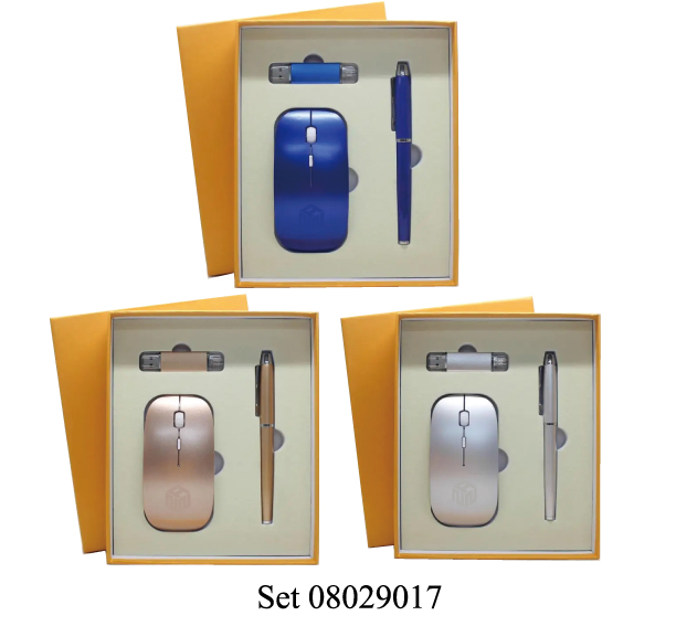 Gift Set พรีเมี่ยม 3 ชิ้น (แฟลชไดร์ฟ+เม้าส์ไร้สาย+ปากกาพรีเมี่ยม)