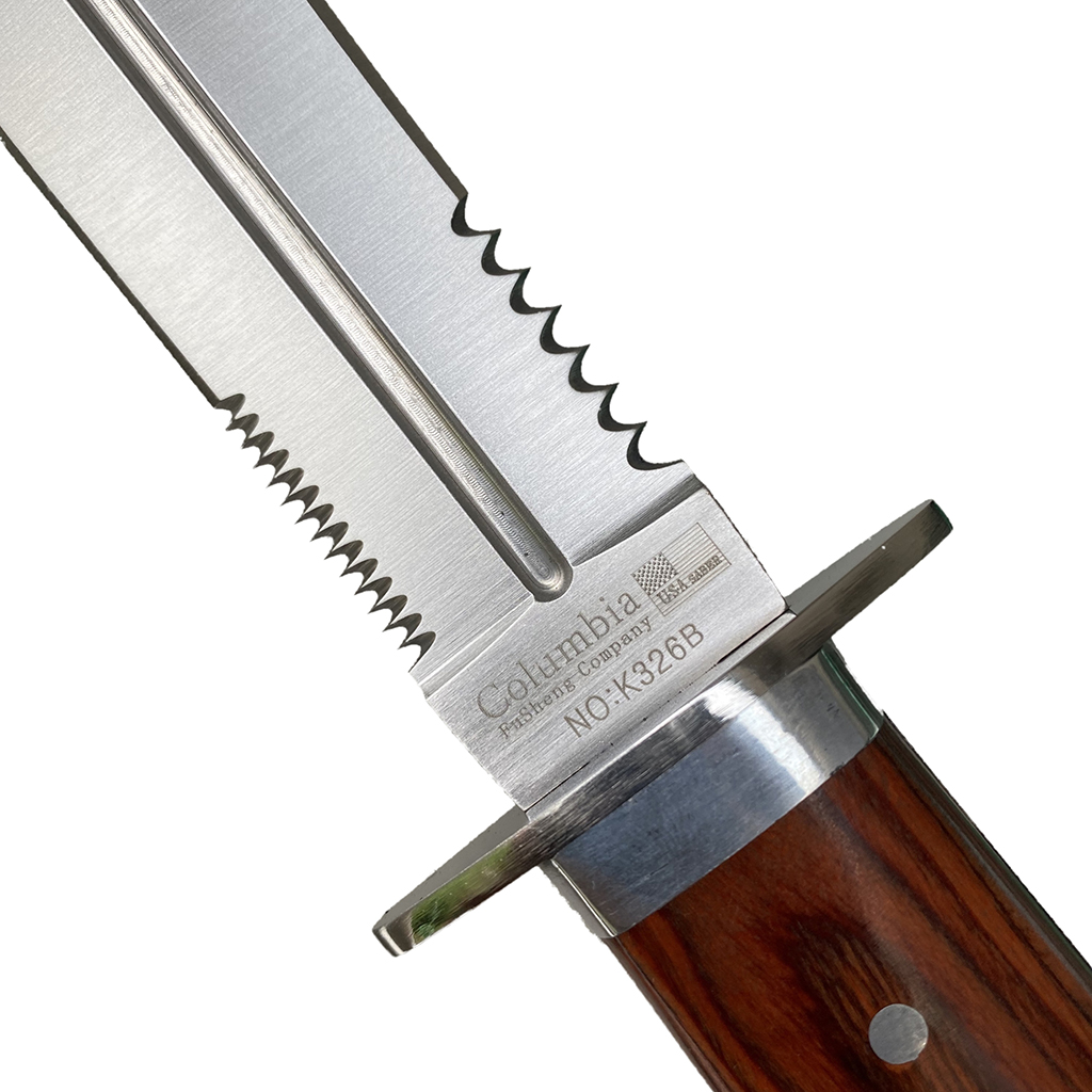 มีดใบตาย Columbia K326B ขนาด 11 นิ้ว (28 ซม.) พร้อมซองไนล่อนร้อยเข็มขัดสำหรับเก็บมีด