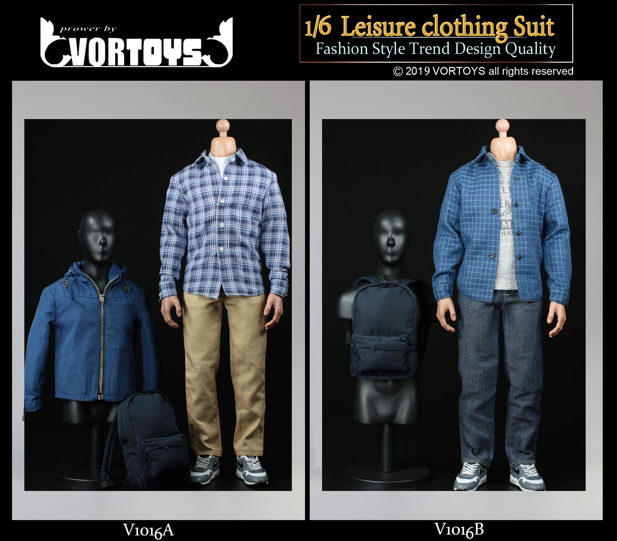 VORTOYS 1/6 V1016A / V1016B Casual windbreaker set / Shirt jeans suit