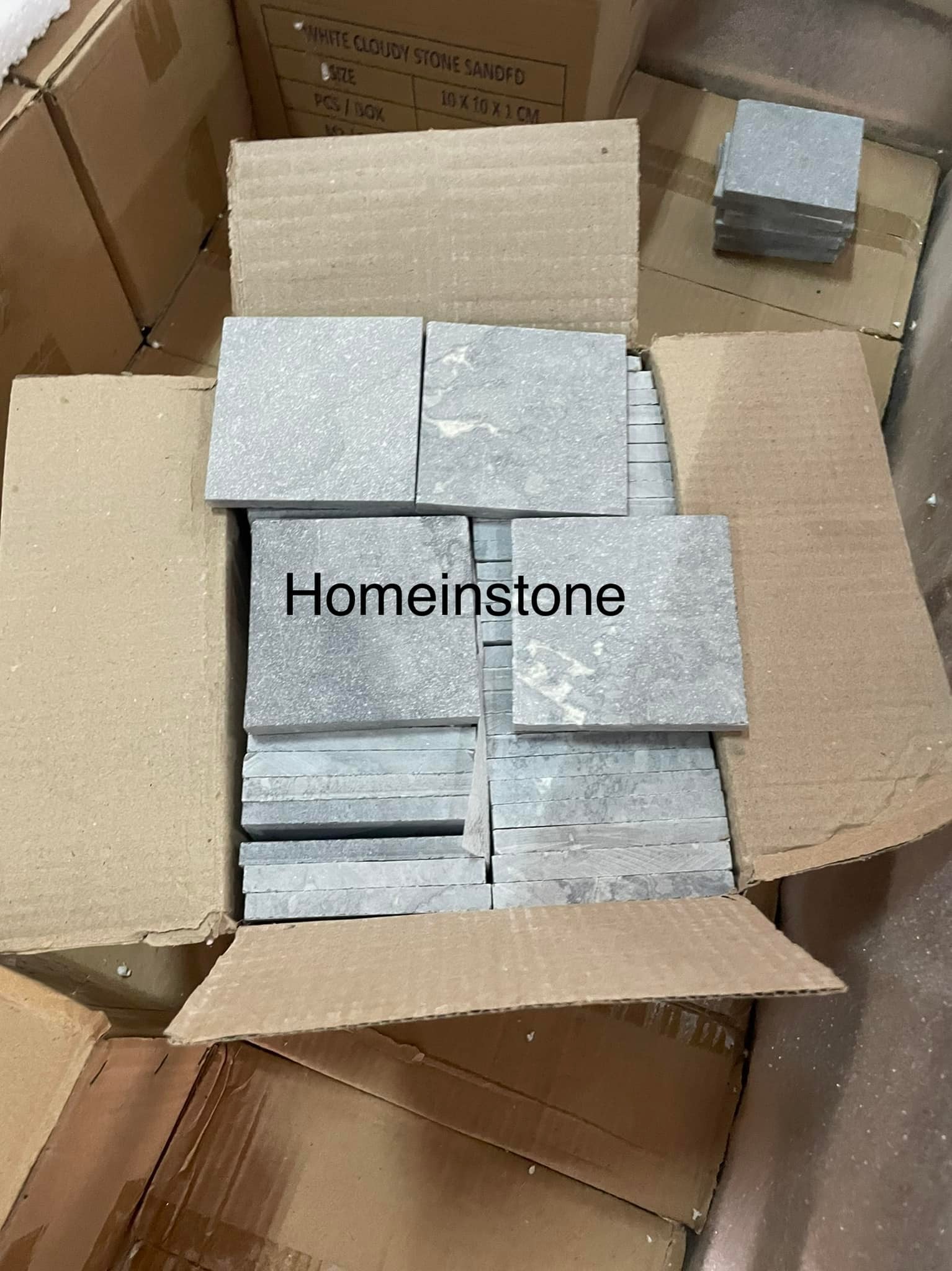 หินธรรมชาติ ลายสวย white cloudy ขนาด 60x60x2 cm + White Cloudy 10x10