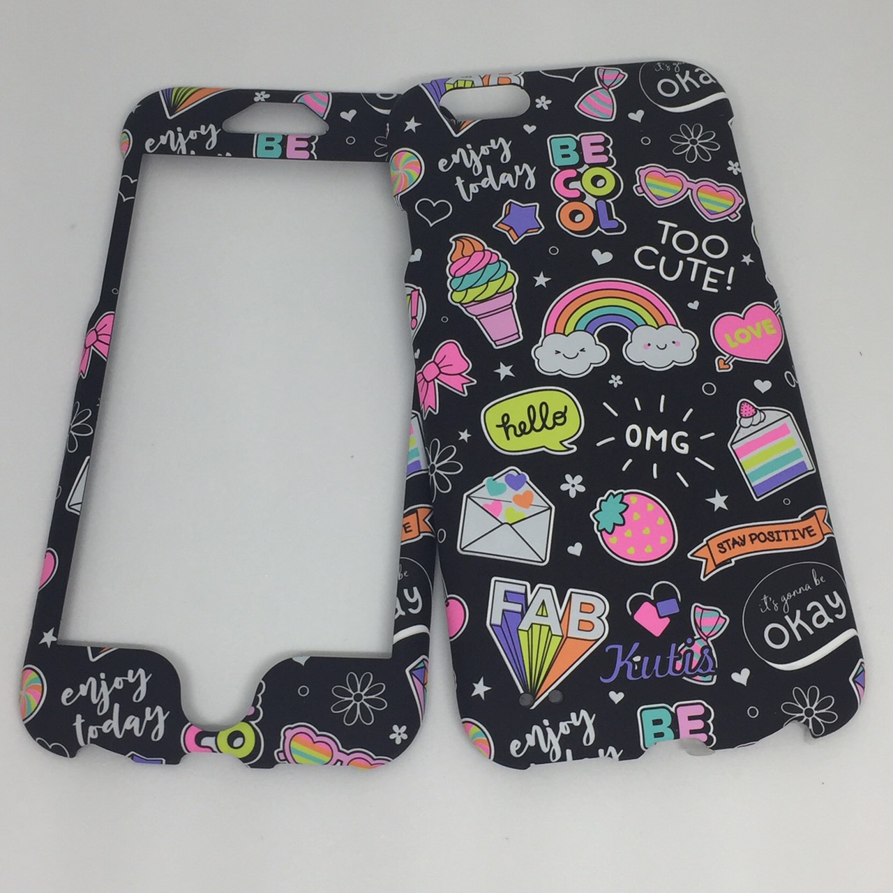 เคสคูทิส(Kutis)ไอโฟน6,6S(ลายสายรุ้งอมยิ้มBECOOL)มาใหม่ เคสประกบหน้า-หลัง เคสเรืองแสงเคสลายวินเทจ ร้านSuperhero Klongthom