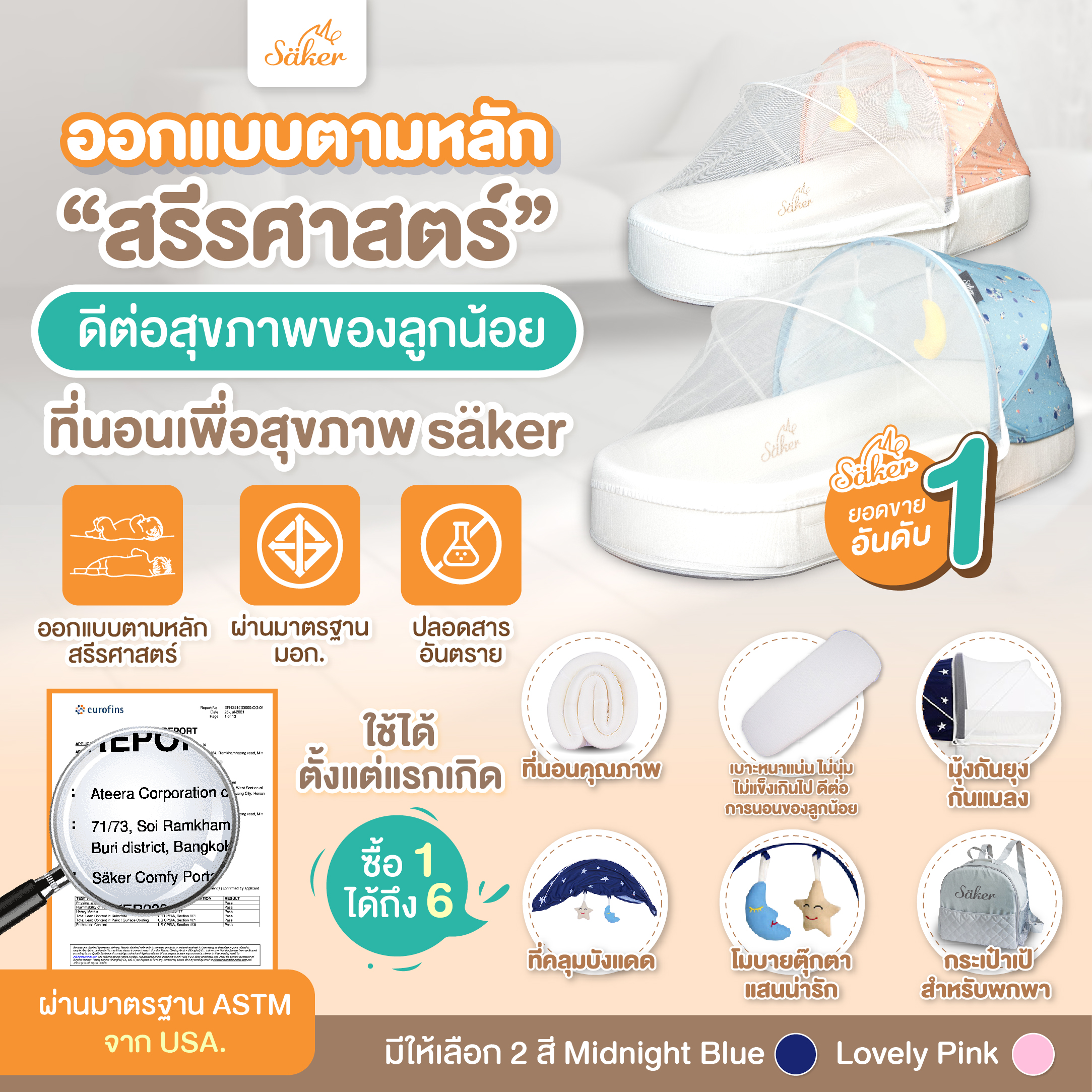 มีมอก.(ซื้อ1ได้ถึง6)Saker ที่นอนเพื่อสุขภาพ ปลอดไรฝุ่นป้องกันภูมิแพ้ คุณภาพสูงออกแบบตามสรีรศาสตร์