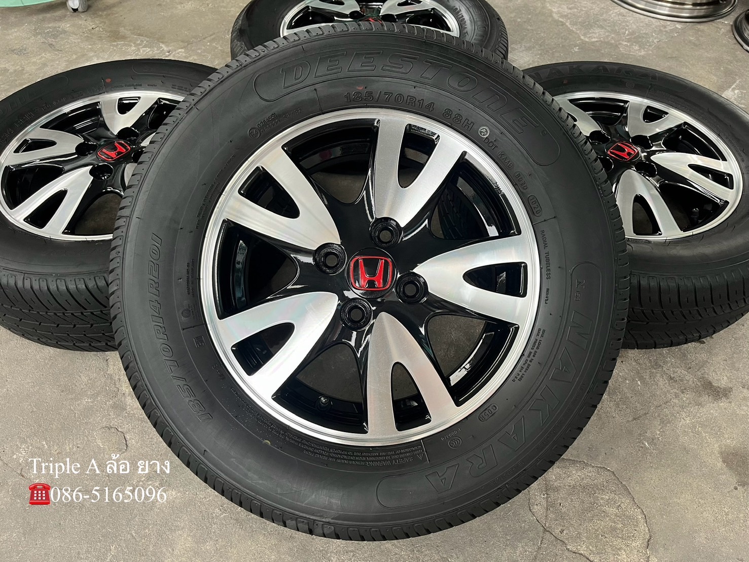 ✨ล้อแม็กพร้อมยาง✨Honda Brio ขอบ 14 ดำหน้าเงา💖สวยกริ๊บ💖