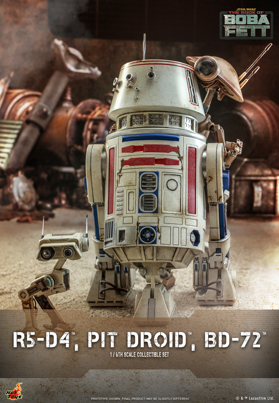 Hot Toys TMS086 1/6 Star Wars: The Book of Boba Fett - R5-D4, Pit Droid, BD-72