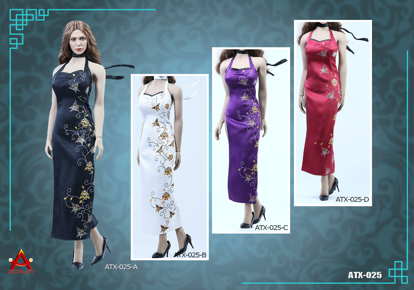 ACPLAY ATX025A-D high open cheongsam dress set