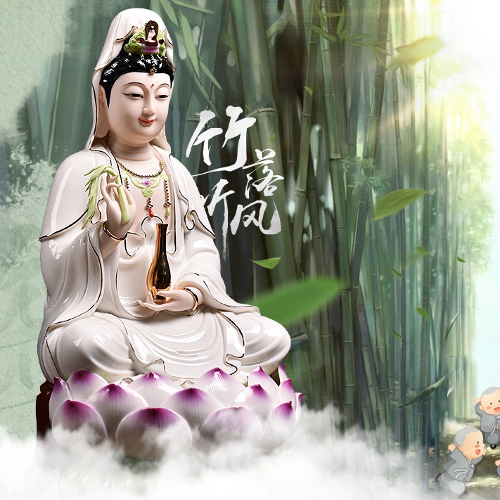 พระโพธิสัตว์กวนอิม เซรามิกเนื้อหยกคุณภาพสูง บูชาเพื่อเสริมศิริมงคล นำชีวิตสู่สิ่งดีๆ