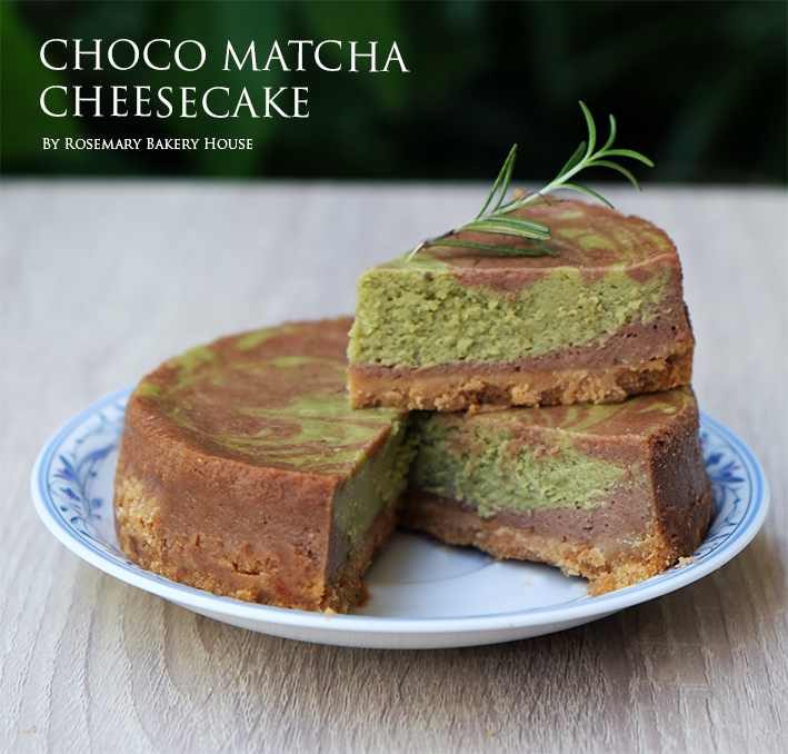 ชีสเค้กช็อกโก้มัทฉะ (ขนาด 1 ปอนด์) /CHOCO MATCHA CHEESECAKE (1 Pound / 6'' x 6")
