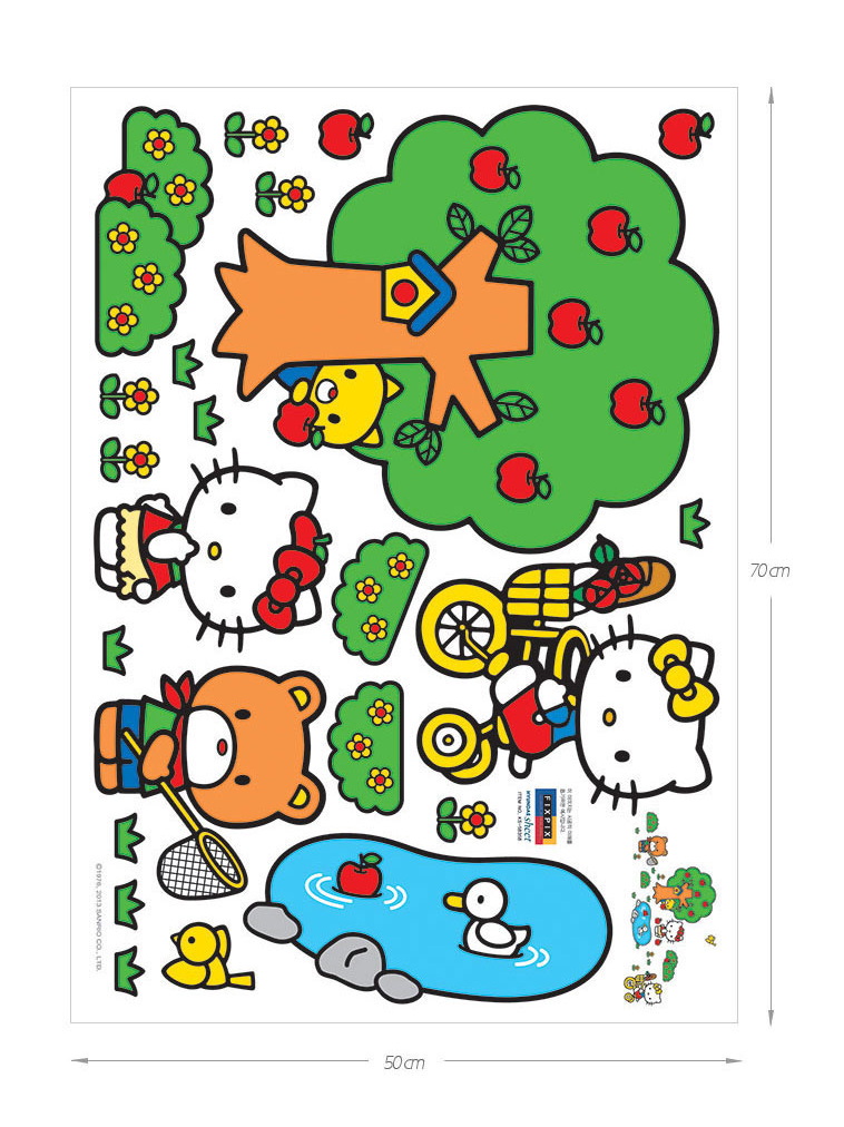 KS-58358 Wall Sticker สติ๊กเกอร์คิตตี้แค้มปิ้ง HELLO KITTY camping ขนาด 50x70 cm
