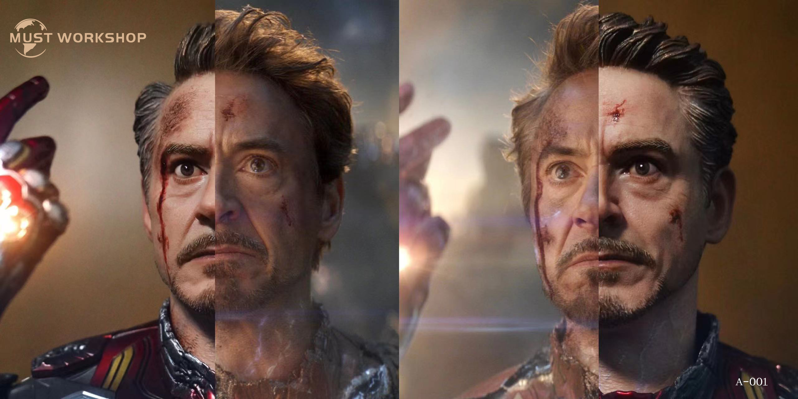 MUST WORKSHOP A-001 1/6 European Male Headsculpt Battle Damage