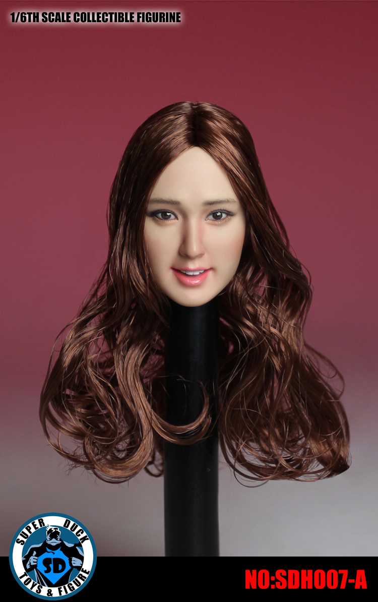 SUPER DUCK SDH007-A Asian pure beauty headsculpt (Curly Brown Hair)
