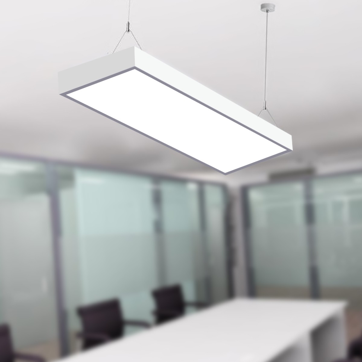 โคมไฟแขวนสลิงเพดาน Linear Office LED 3x18w แสงขาว (เปลี่ยนหลอดได้)