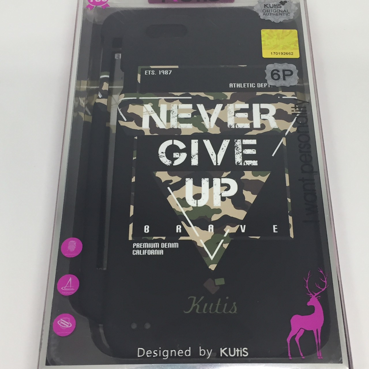 เคสคูทิส(Kutis)ไอโฟน6พลัส,6Sพลัส(ลายNever Give Up)มาใหม่ เคสประกบหน้า-หลัง เคสเรืองแสง เคสลายวินเทจ ร้านSuperhero Klongthom