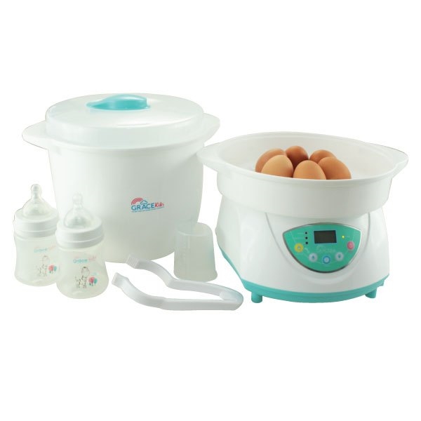 # GRACEKIDS (เกรซคิดส์) เครื่องนึ่งขวดนมพร้อมอบแห้ง รุ่น แกรนด์ไฮเปอร์ดราย ใส่ขวดนมได้ 8 ขวด สามารถอุ่นอาหารและต้มไข่ได้