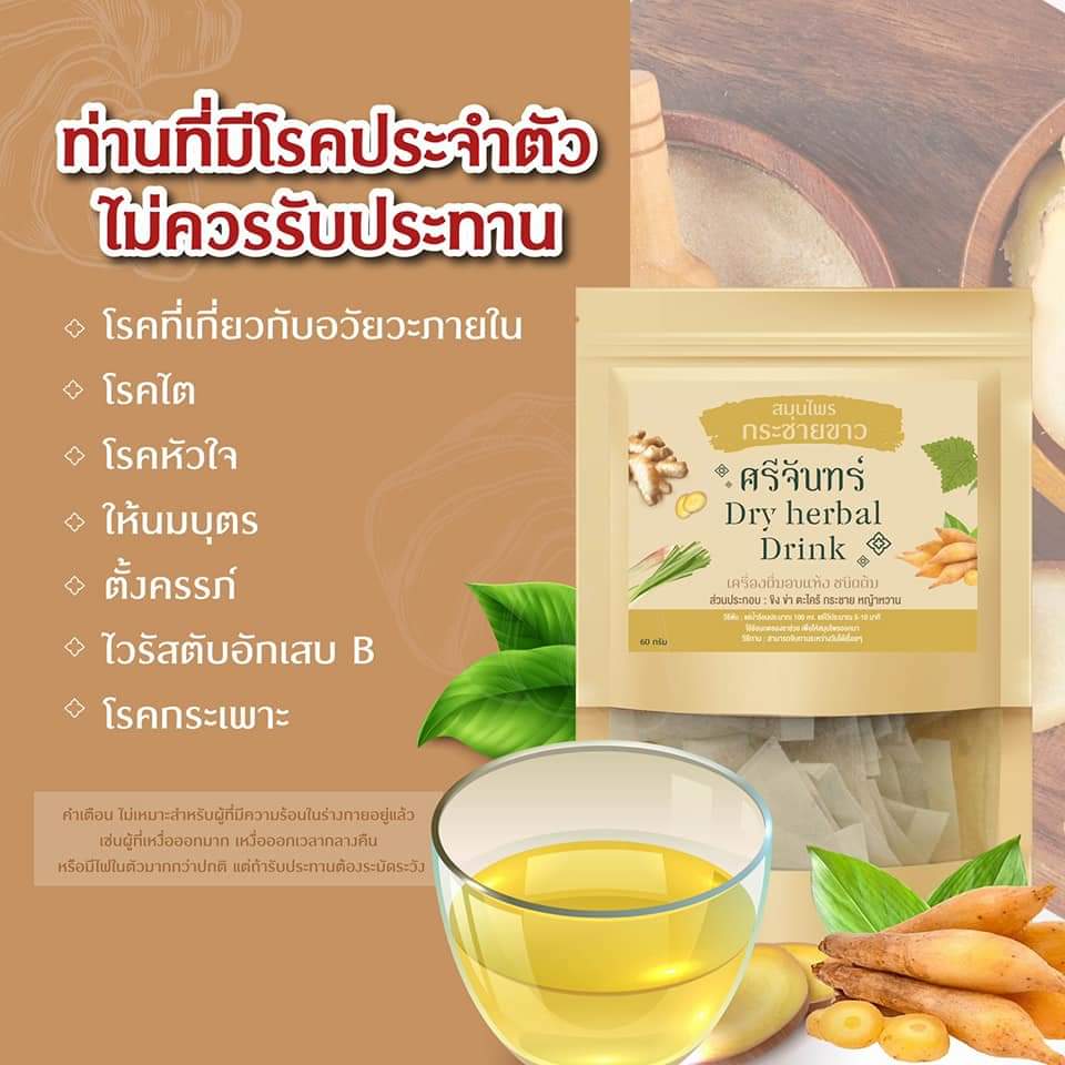ชา ชากระชาย ชากระชายขาว กระชาย กระชายขาว ศรีจันทร์ dry herbal drink