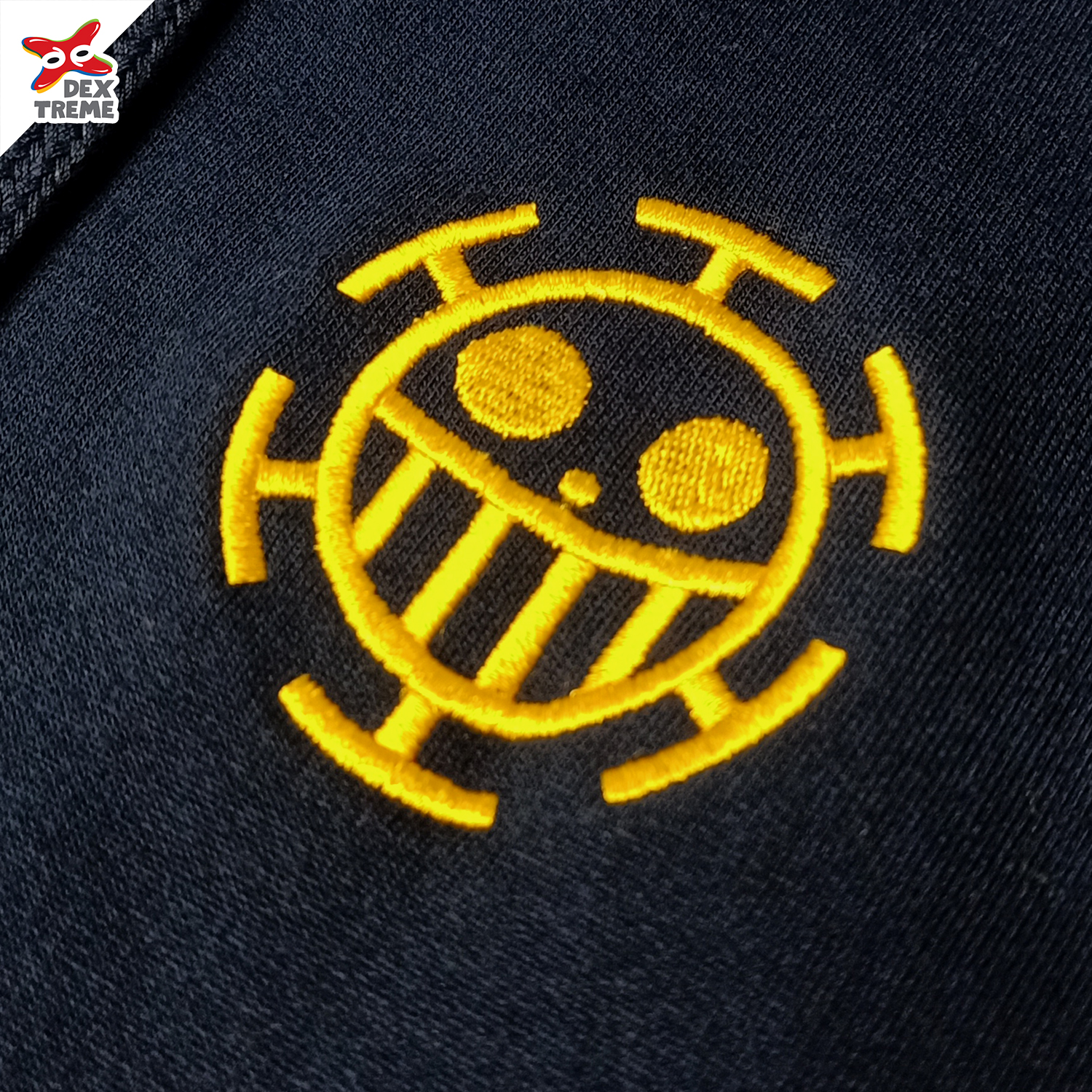 เสื้อฮู้ดลายลอว์ วันพีช สีกรมแขนเหลือง (Sweater Hood One Piece Law)