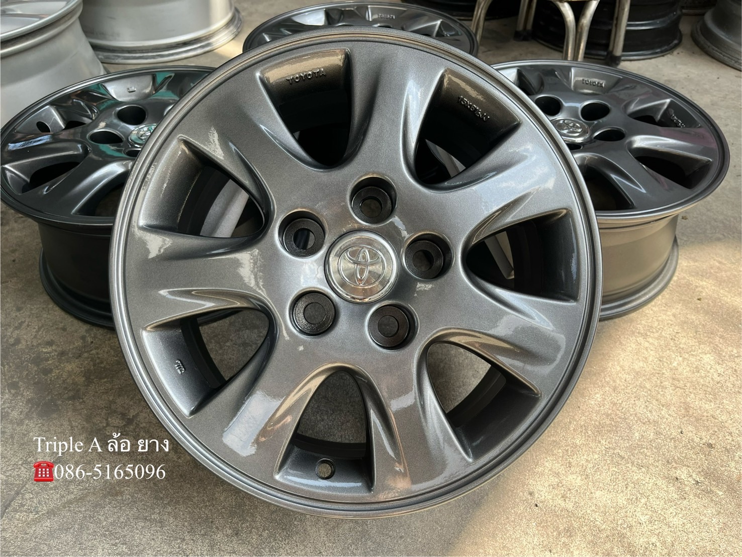 ✨ล้อแม็ก 5รู114✨Toyota ขอบ 15 สีเทาไฮเปอร์💖สวยกริ๊บ🚘Revo Vigo Camry Innova 5รู114 ได้เลย