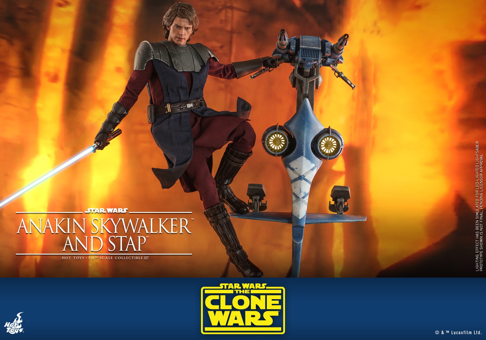 Hot Toys TMS020 1/6 Star Wars: The Clone Wars - Anakin Skywalker And Stap (Special Edition Bonus)