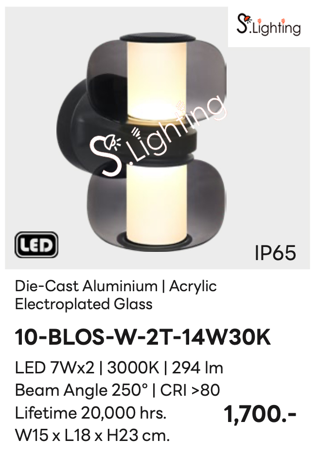 โคมไฟติดผนังภายนอก 10-BLOS-W-2T-14W30K