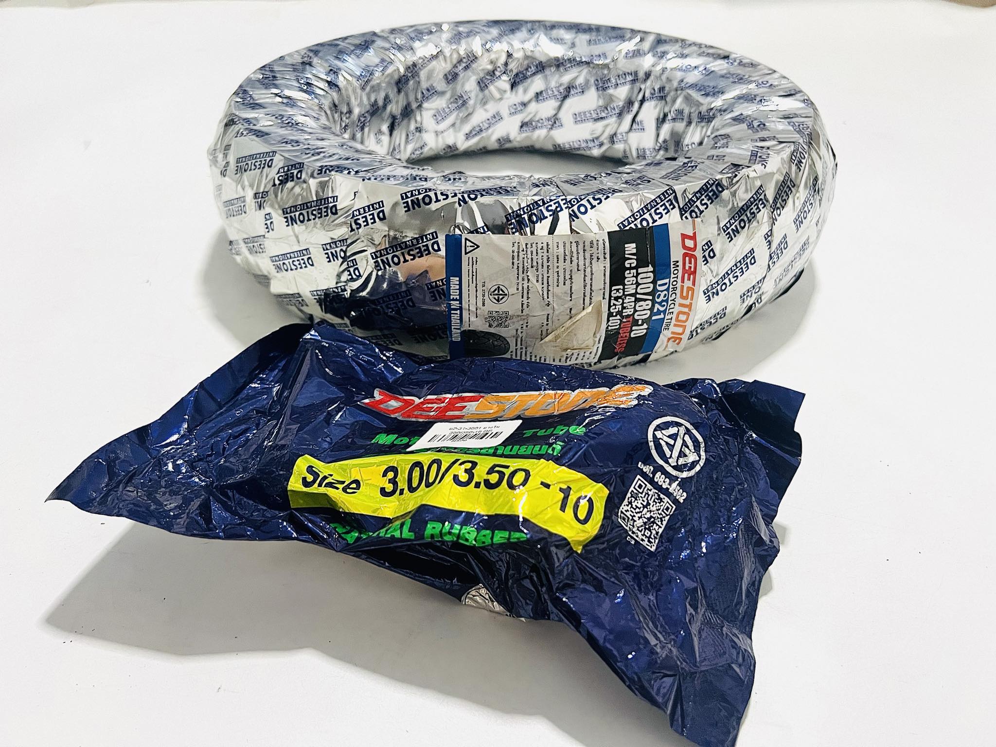 ยางนอกชาลี 100/80/10 D821+ยางใน 300/350-10 C