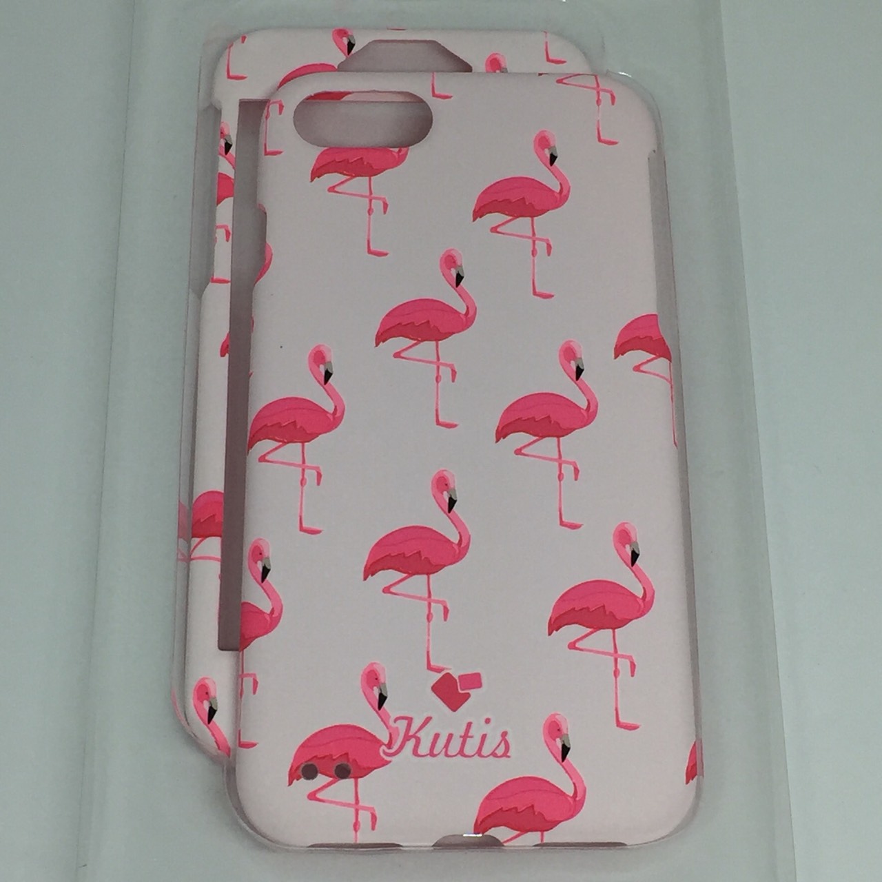 เคสคูทิส (Kutis) ไอโฟน7,8 (ลายฟลามิงโก้สีขาว)มาใหม่ เคสประกบหน้า-หลัง เคสเรืองแสง
