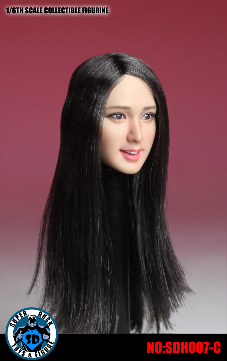 SUPER DUCK SDH007-A Asian pure beauty headsculpt (Curly Brown Hair)