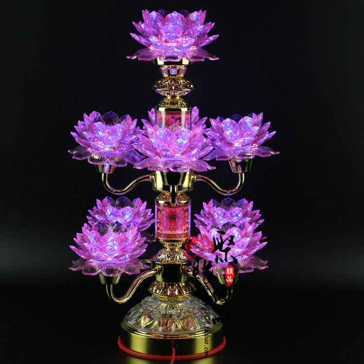 โคมไฟคริสตัลดอกบัว(LED) สำหรับจุดบูชาพระโพธิสัตว์,พระพุทธ,ตกแต่งหิ้งบูชา เสริมมงคล