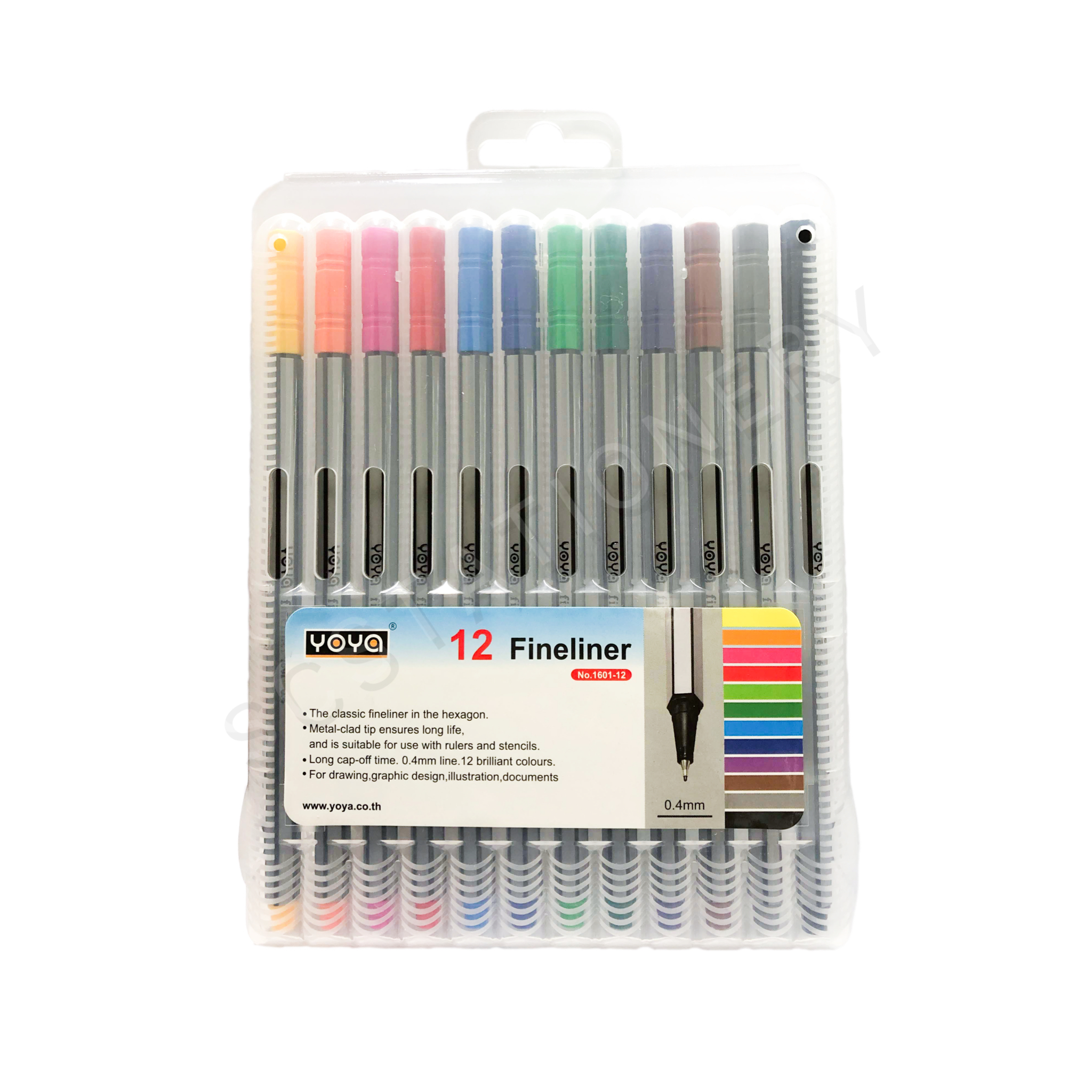 ปากกาไฟน์ไลนเนอร์ ชุด 12สี โยย่า NO.1601-12