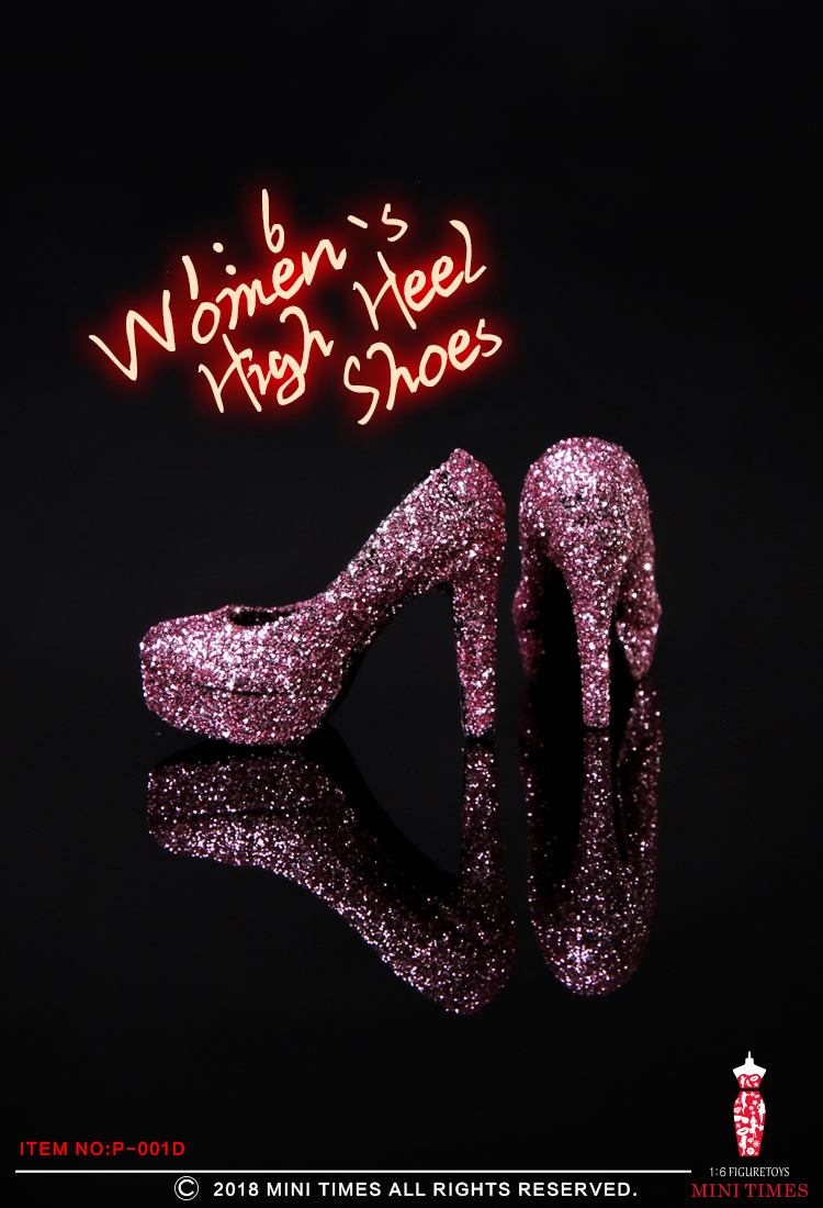 Mini Times toys P-001 Sequined gold silk crystal high heels