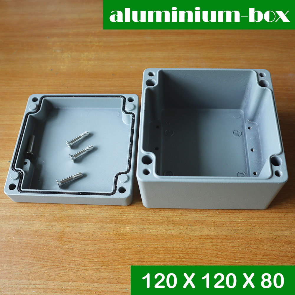 กล่องอลูมิเนียมกันน้ำ IP66 สีเทา ขนาด 120 X 120 X 80 มม. (V)