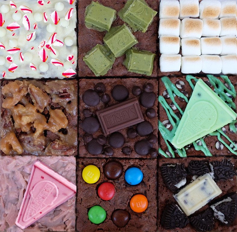 🎅 🎄 Let's Party - FANCY BROWNIES 🎅 🎄 ปาร์ตี้-บราวนี่ส์แฟนซี (4ชิ้น/4Topping) กล่อง 1 ปอนด์ (ขนาดบราวนี่1ชิ้น7*7cm.)