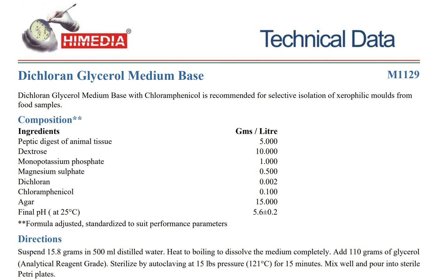 Himedia™Dichloran Glycerol (DG-18) Agar Base, 500 G
