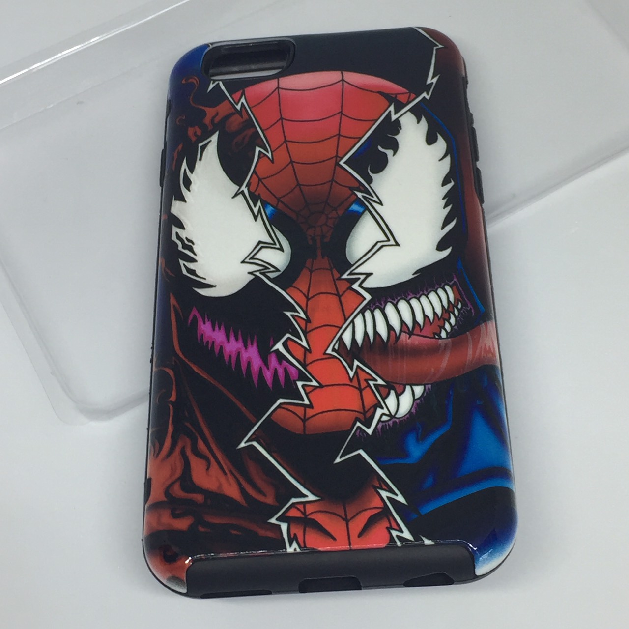 เคสฝาหลัง2ชั้น เคสไอโฟน6,6S(ลายหน้าสไปเดอร์แมน)มาใหม่ เคสฝาหลัง2ชิ้น เคสซิลิโคน-tpu