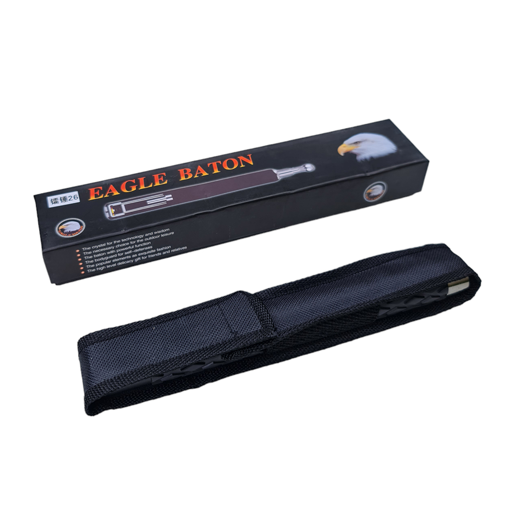 ดิ้ว Eagle Baton ก้านดิ้วสีดำขนาด 24.6 นิ้ว (62.5 ซม.) พร้อมซองไนล่อนร้อยเข็มขัดสำหรับเก็บดิ้ว