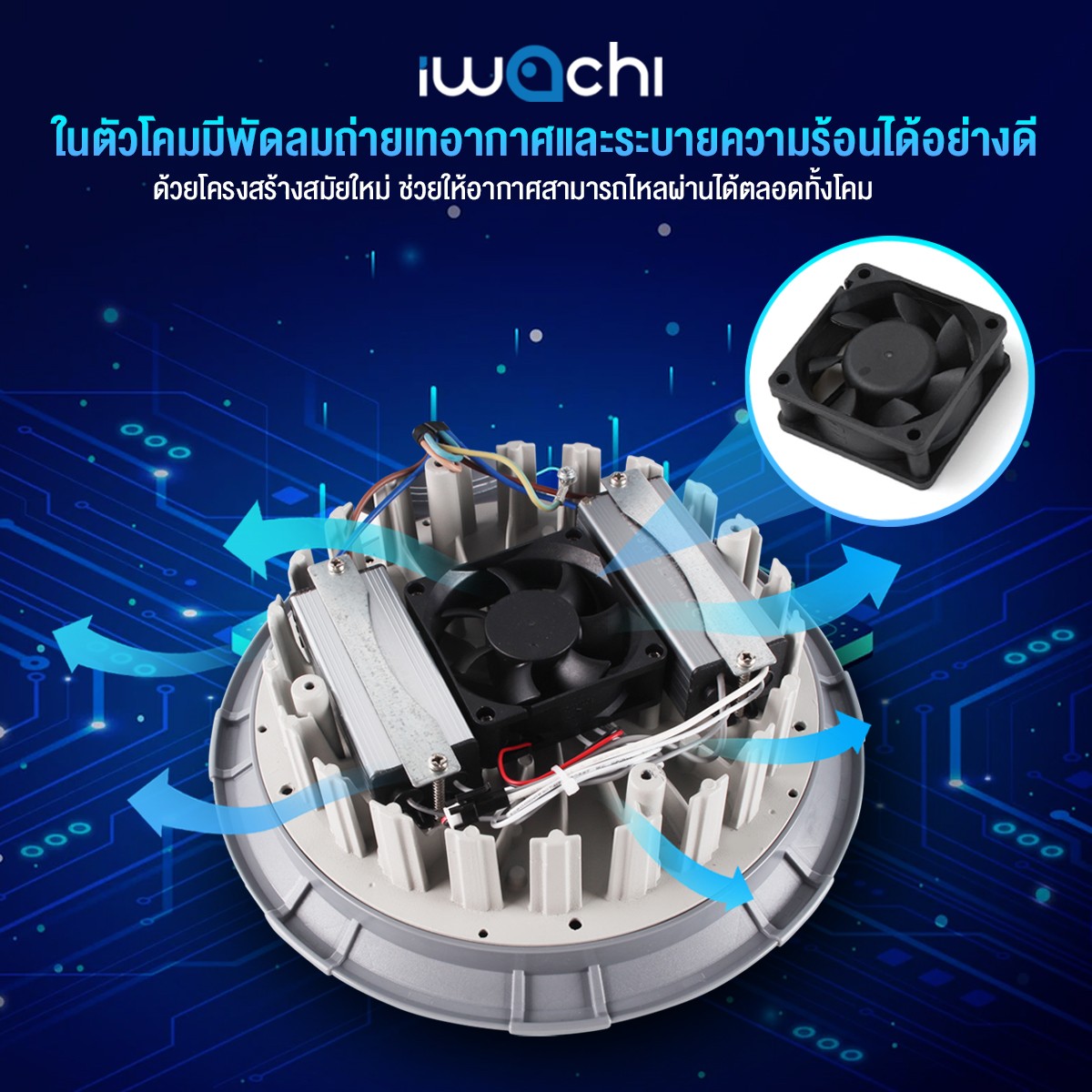 โคมไฮเบย์ รุ่นมีพัดลมระบายความร้อน SMD LED 100w 13500LM แสงขาว