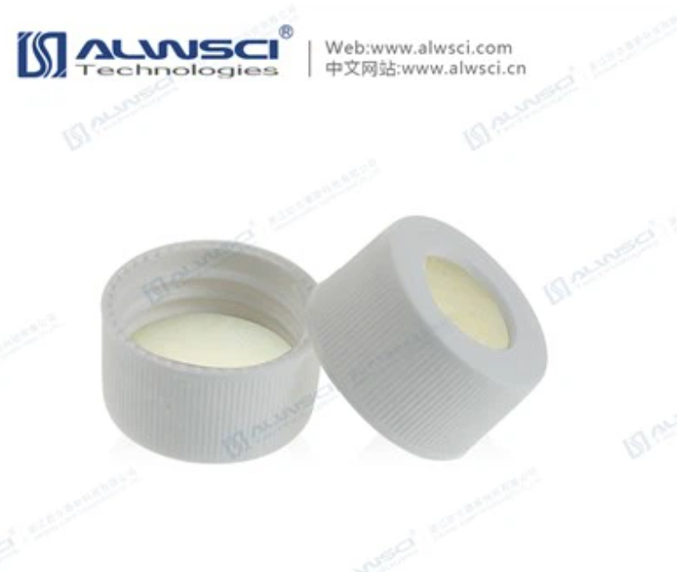 24-400 White, Closed Top PP Cap with PTFE/White Silicone Septa (100 ชิ้น/แพ็ค)