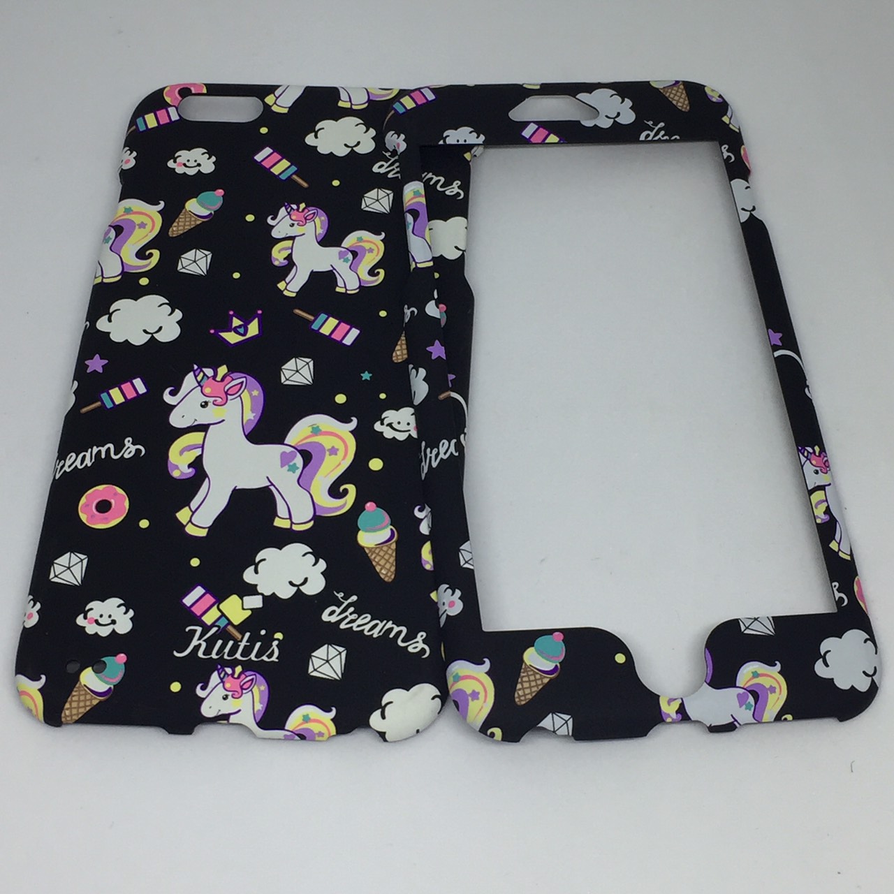 เคสคูทิส(Kutis)เคสไอโฟน6พลัส,6Sพลัส(ลายยูนิคอร์นใหญ่สีดำ)มาใหม่ เคสประกบหน้า-หลัง เคสเรืองแสง เคสลายวินเทจ ร้านSuperhero Klongthom