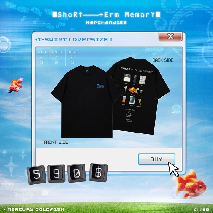 T-SHIRT [OVERSIZE] MERCURY GOLDFISH : SHORT-TERM MEMORY