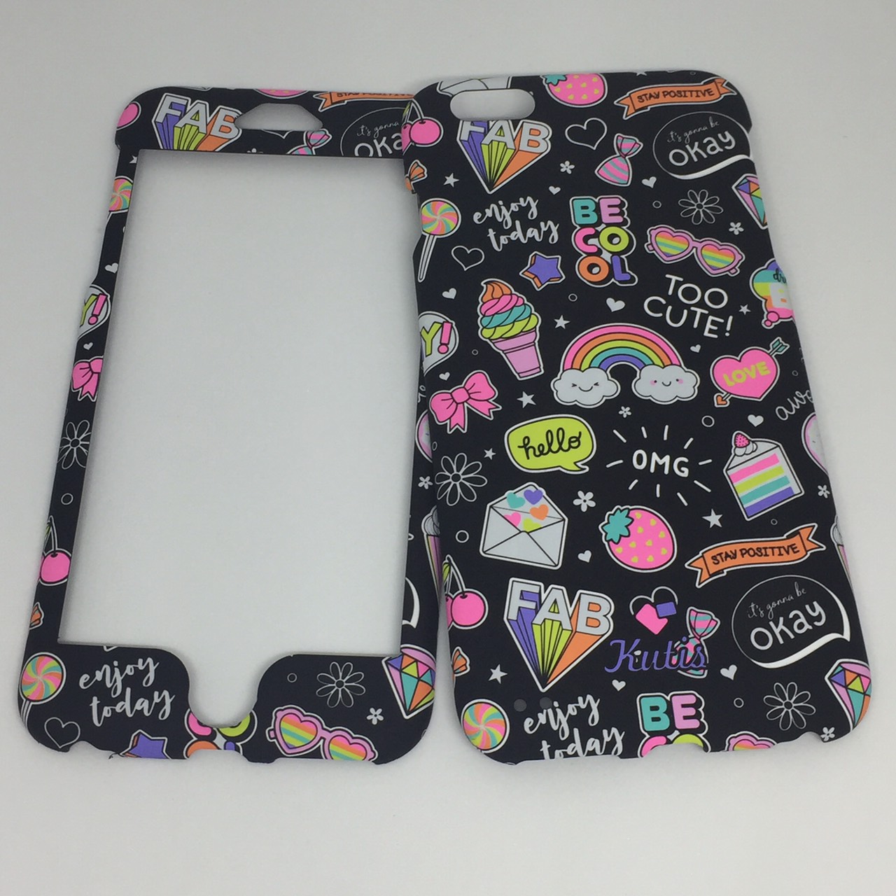 เคสคูทิส(Kutis)ไอโฟน6พลัส,6Sพลัส(ลายสายรุ้งยิ้มBECOOL)มาใหม่ เคสประกบหน้า-หลัง เคสเรืองแสง เคสลายวินเทจ ร้านSuperhero Klongthom