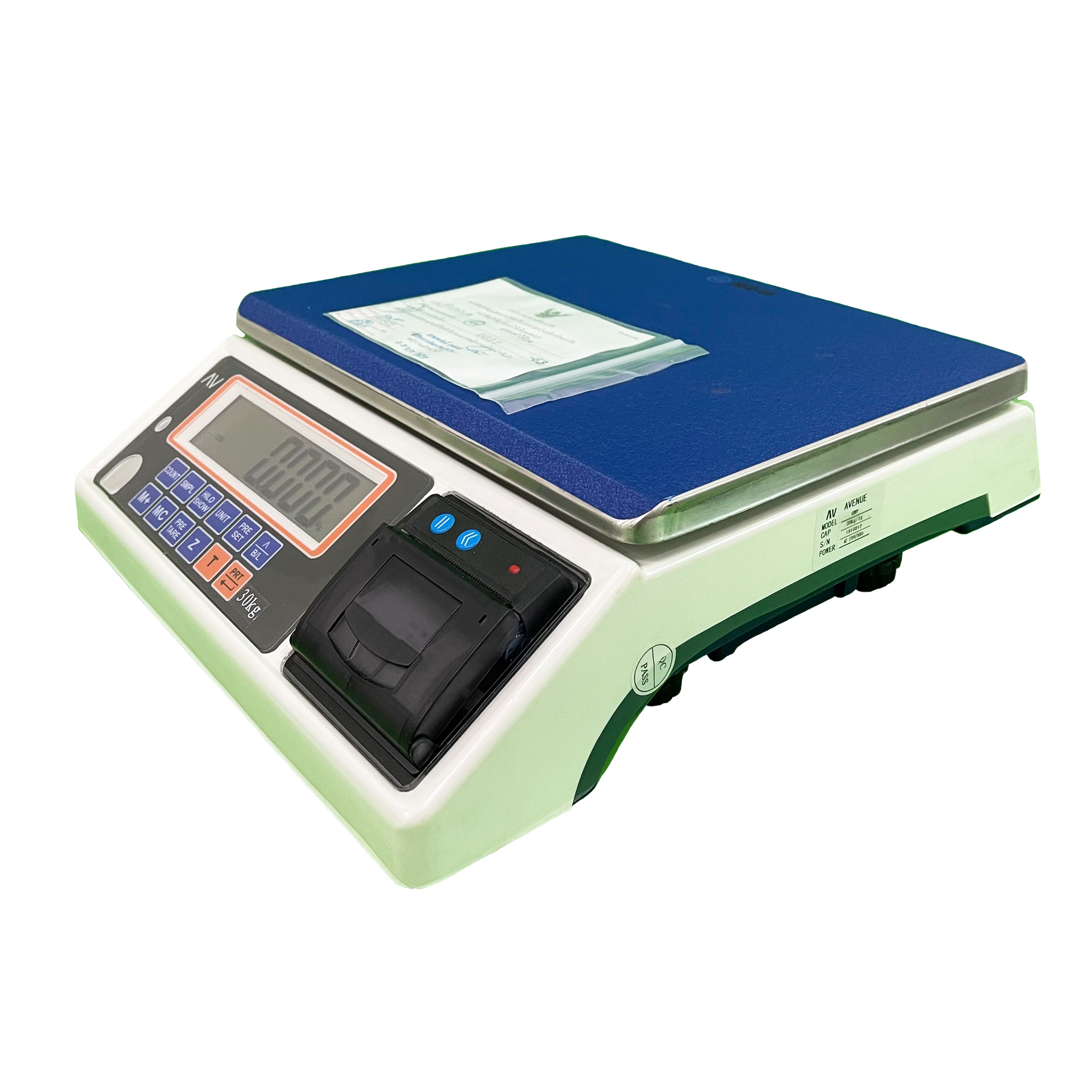 เครื่องชั่งดิจิตอลปรินท์ค่าได้ ตรา AV (AVENUE) รุ่น GWP พิกัด 30 กก.