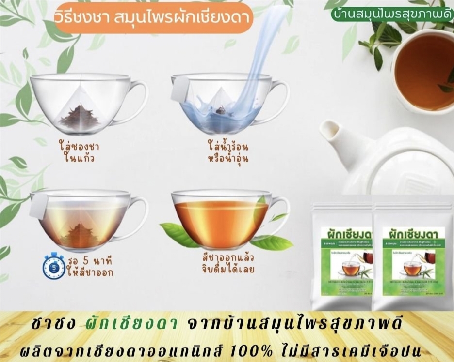 เครื่องดื่ม ชาผักเชียงดา ผักเชียงดา ชนิดผง และ แคปซูล ผสมเตยหอม ตรา รักษ์เฮิร์บ Rak Herb Gymnema mixed Pandanus Beverage powder Organic ออแกนิค