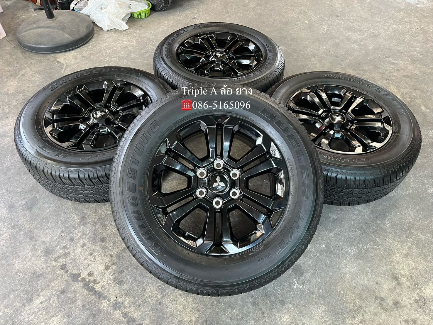 ✨ล้อแม็ก✨Mitsu Triton Athlete ขอบ 18 สีดำแท้💯พร้อมยาง 265-60-18 Bridgestone💥ปี 22💥