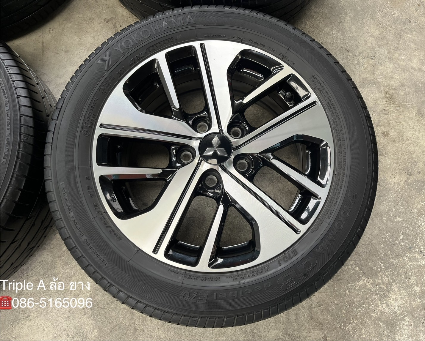 ✨ล้อแม็ก 5รู114✨Mitsu Xpander ขอบ 16 ดำหน้าเงา แถมยาง 205-55-16 Yokohama