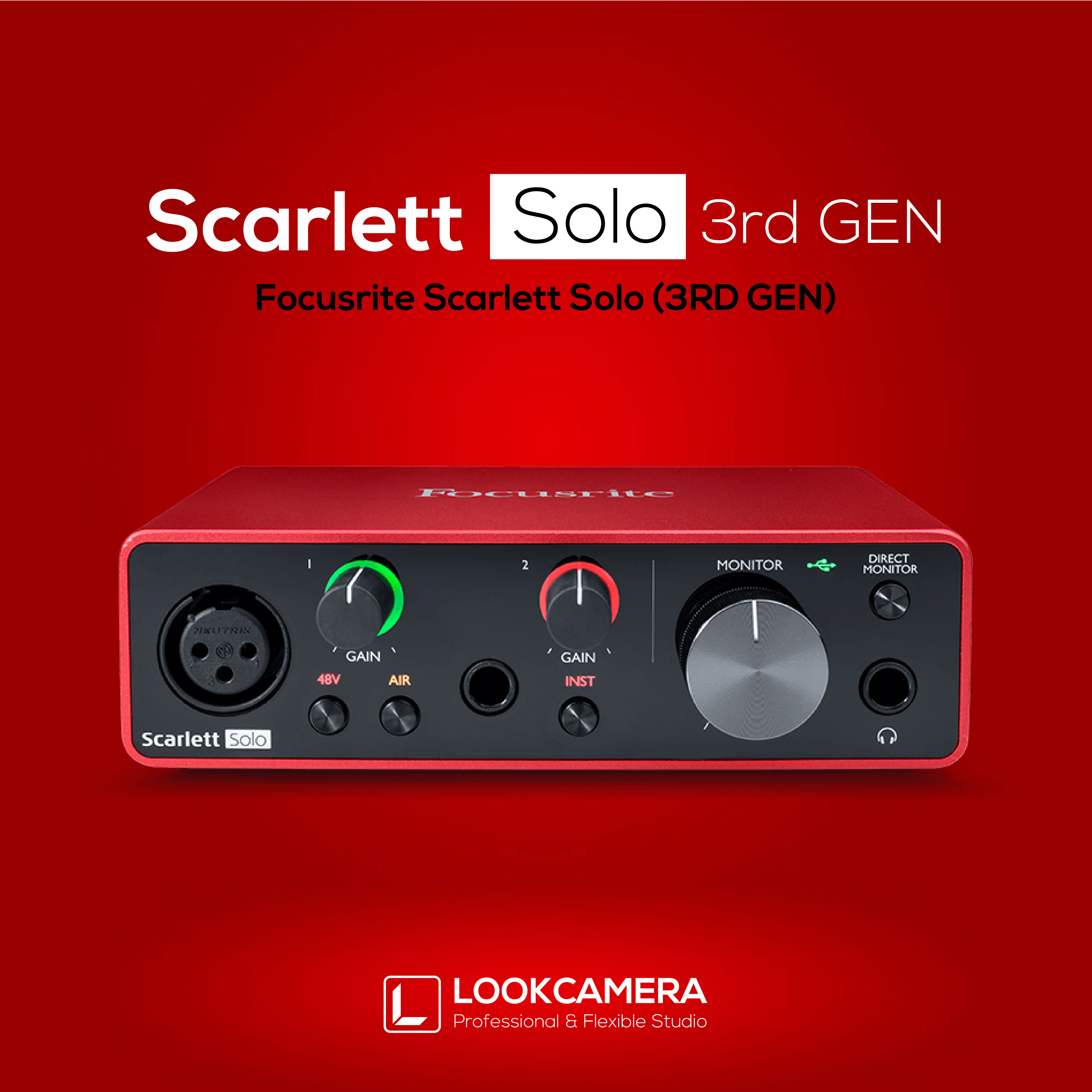 Focusrite Scarlett Solo (3RD GEN) Interface สำหรับปรับแต่งเสียงรับส่งสัญญาณบันทึกเสียงไมโครโฟนกับคอมพิวเตอร์