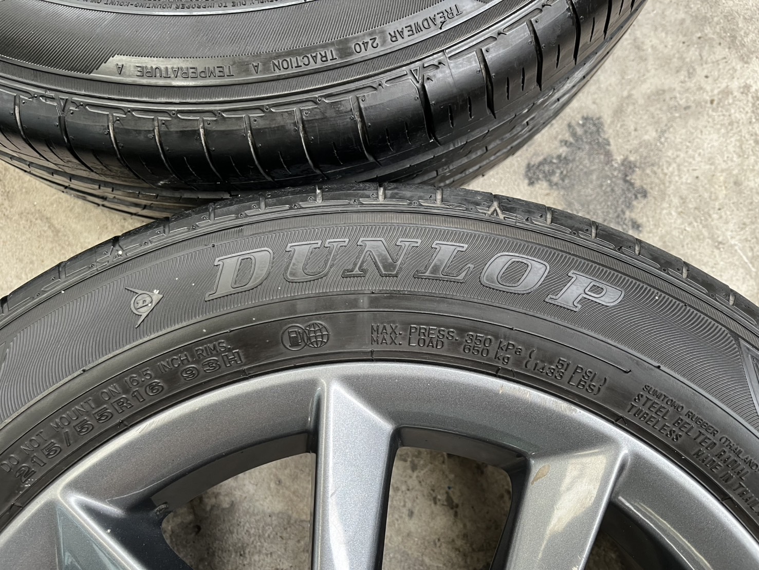 ✨ล้อแม็ก✨Honda Civic FC ขอบ 16 สีเทากัน พร้อมยาง 215-55-16 Dunlop ปี 21