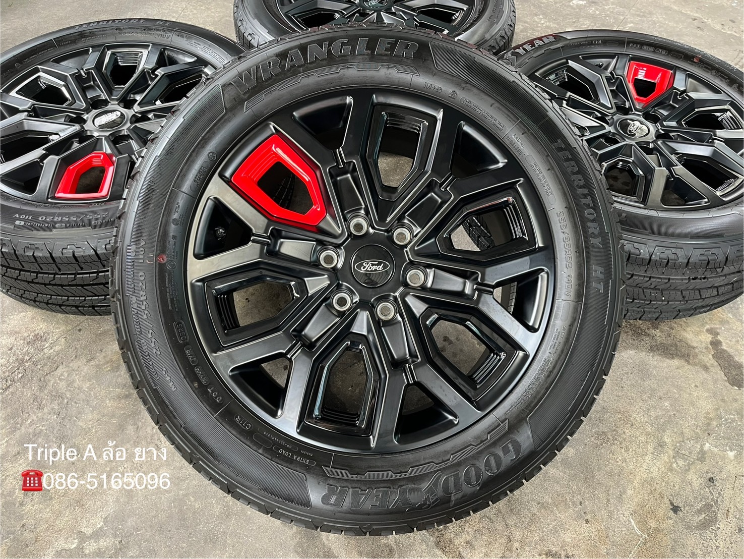💥ปี25💥✨ล้อแม็กพร้อมยางใหม่ป้ายแดง✨Ford Ranger Stormtrak ขอบ 20 ดำก้านแดง💖ใหม่กริ๊บ💖