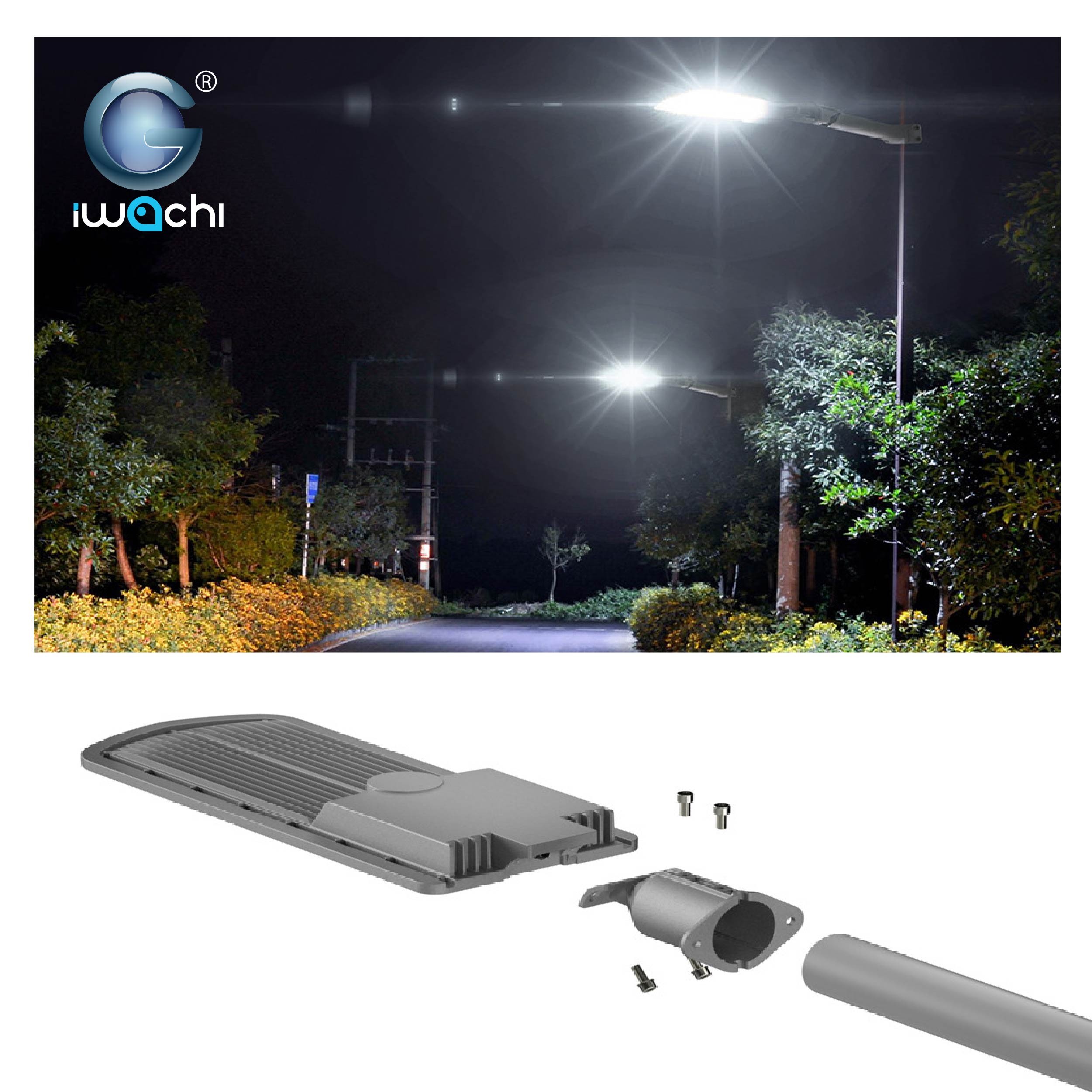 โคมไฟถนน (รุ่นบาง) LED 50w IP66 ปรับงอได้ 45 องศา แสงขาว